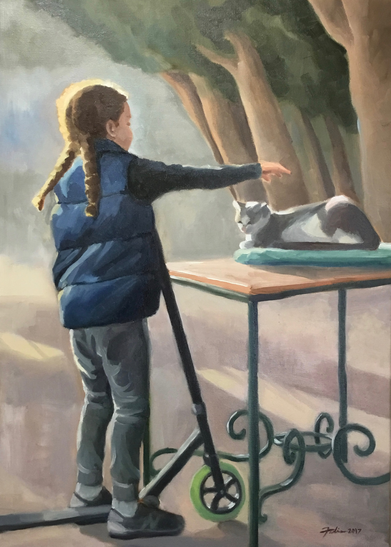 Painting of a girl with a cat
